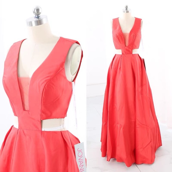 JOVANI gown size M(6) simple temperament, glossy satin A-line evening dress - Picture 3 of 8